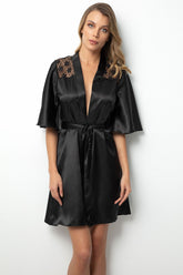 Black Satin & Lace Midi Dress – Timeless Sophistication